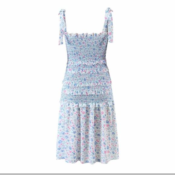 Yvonne & Love Boho Shoulder Tie Cottage Farm Western Robyn Coquette Ruffle Dress - Picture 2 of 10